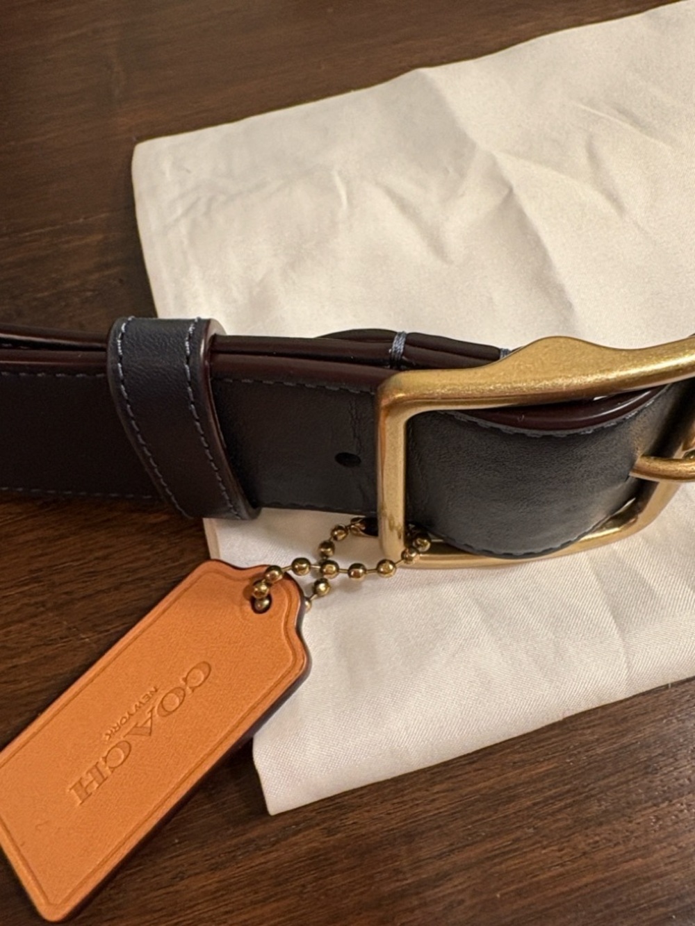 Coach Blue Denim Signature C  Crossbody Bag with Tan Accents - Picture 10 of 15